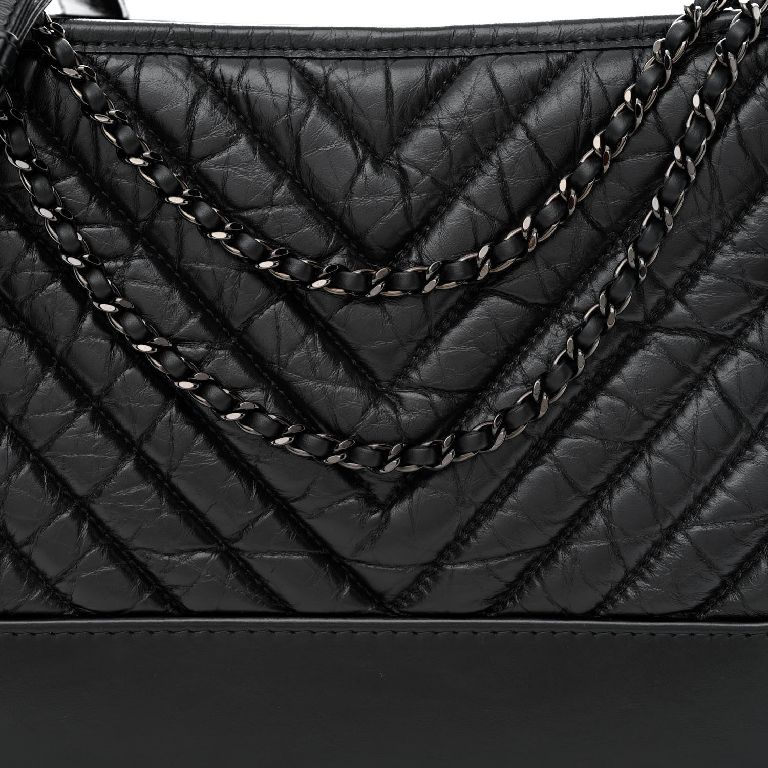 Chanel Aged Calfskin Chevron Quilted Medium Gabrielle Hobo So Black 8 of 10