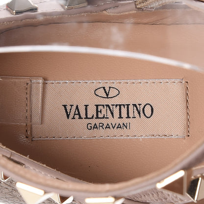 Valentino Garavani Metallic Pebbled Calfskin Rockstud Cage Ballerina Flats 36 Sasso Poudre 7 of 8