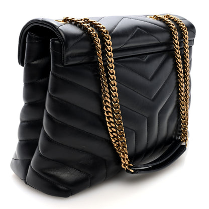Saint Laurent Calfskin Y Quilted Monogram Medium Loulou Chain Satchel Black 3 of 9
