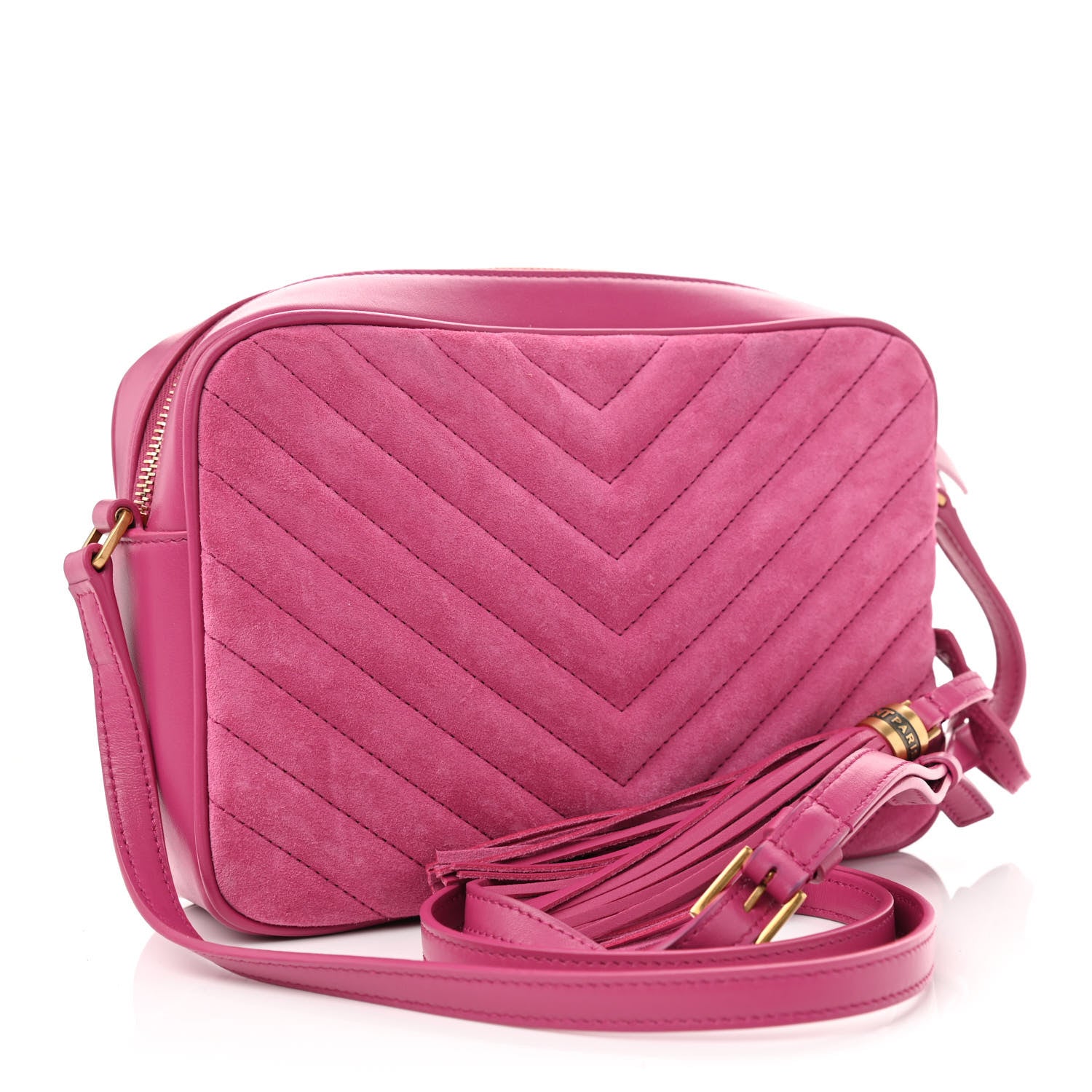 Saint Laurent Suede Matelasse Monogram Lou Camera Bag Rose 3 of 8