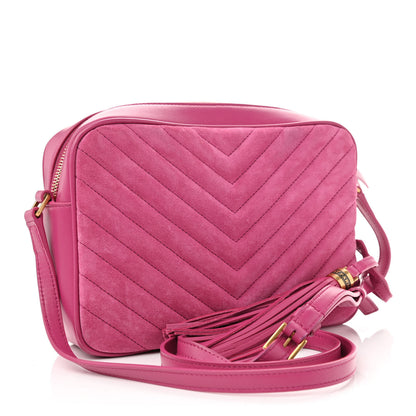 Saint Laurent Suede Matelasse Monogram Lou Camera Bag Rose 3 of 8