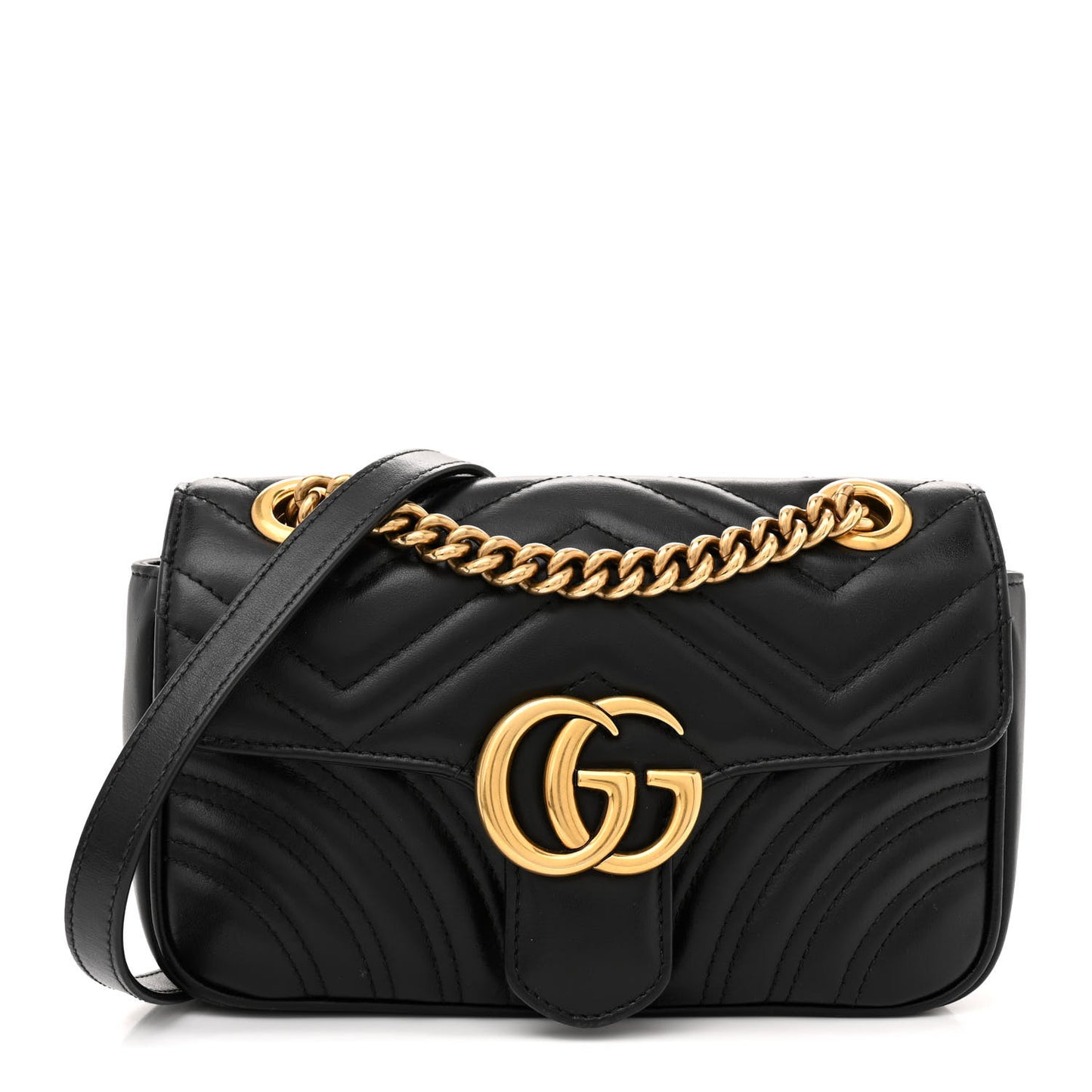 Calfskin Matelasse Mini GG Marmont Shoulder Bag Black