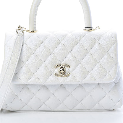 Chanel Iridescent Caviar Quilted Mini Coco Handle Flap White 8 of 11