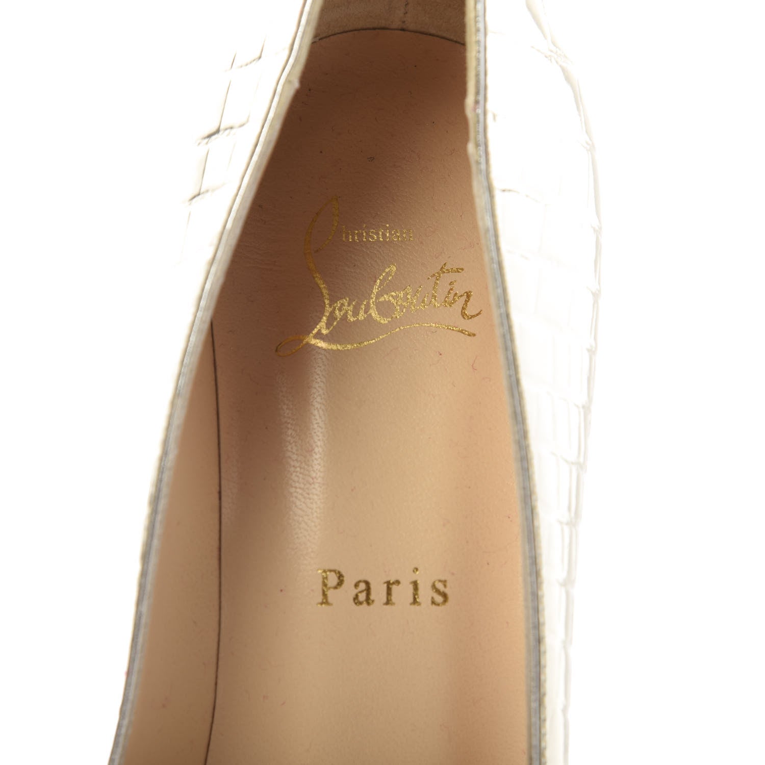 Christian Louboutin Metallo Cocco Clare 80 Pumps 40 Platine 7 of 8