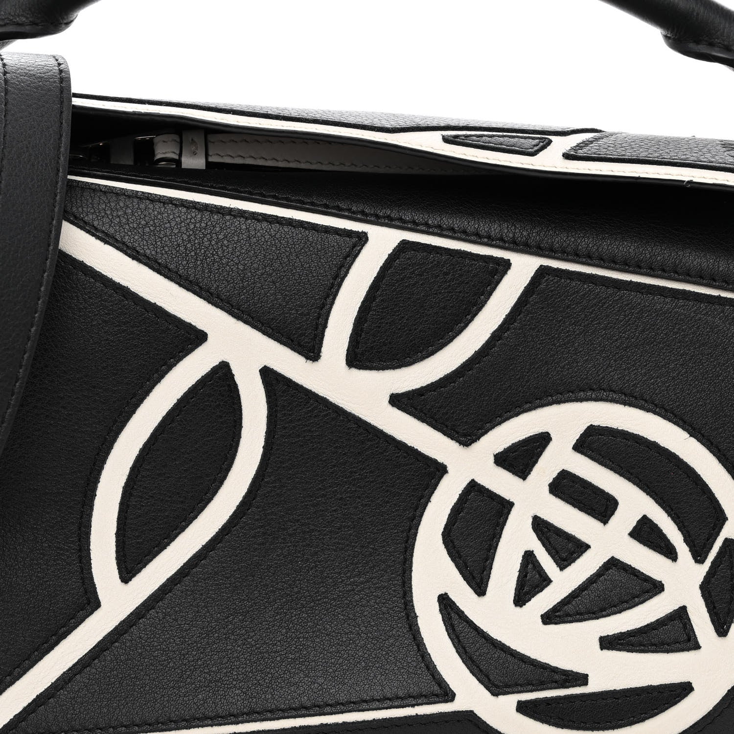 Loewe Calfskin Small Roses Puzzle Bag Black White 7 of 9