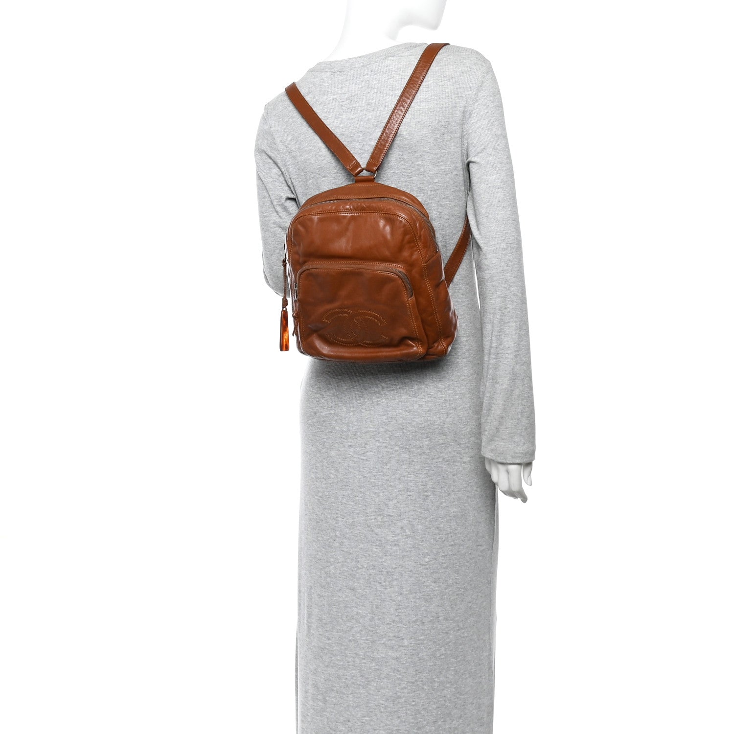 Chanel Lambskin CC Stitched Backpack Tan 2 of 10