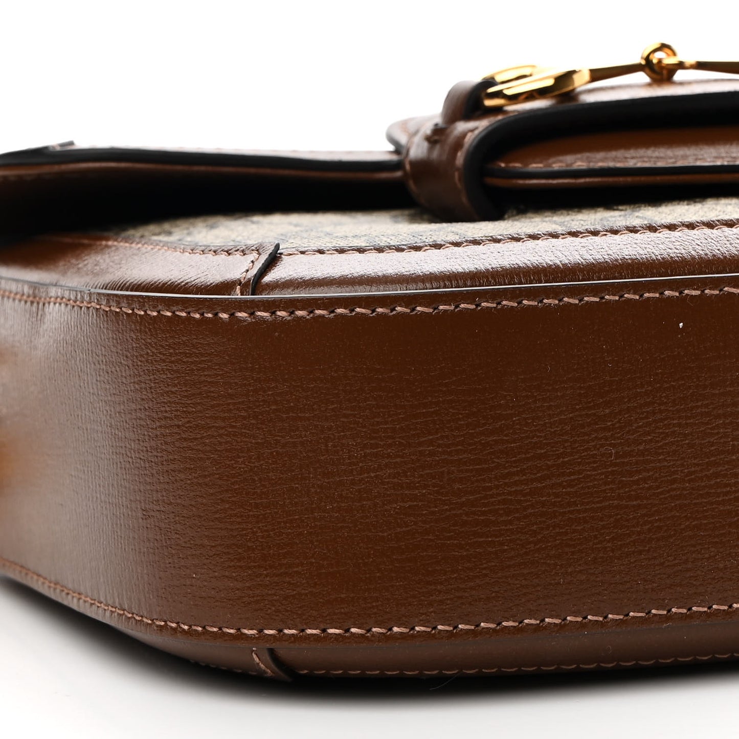 GG Supreme Monogram Web Mini Horsebit 1955 Shoulder Bag Beige Brown Sugar
