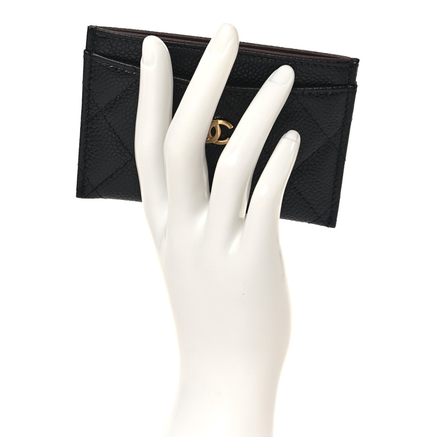 Caviar Quilted Card Holder Black