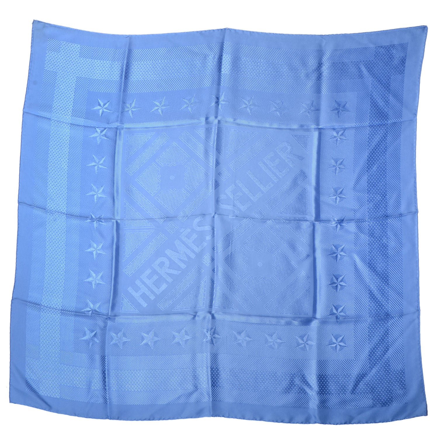 Hermes Silk Carre Foulard Sellier Scarf Bleu Ciel 90 2 of 5