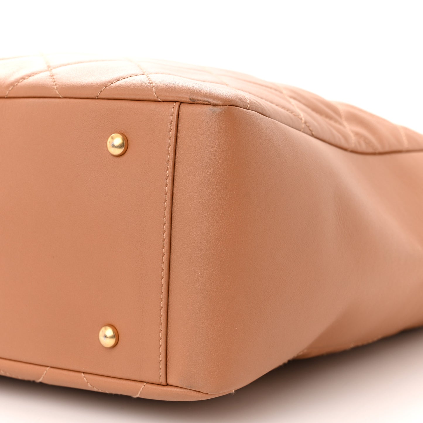 Lambskin Quilted Large Shopping Tote Dark Beige