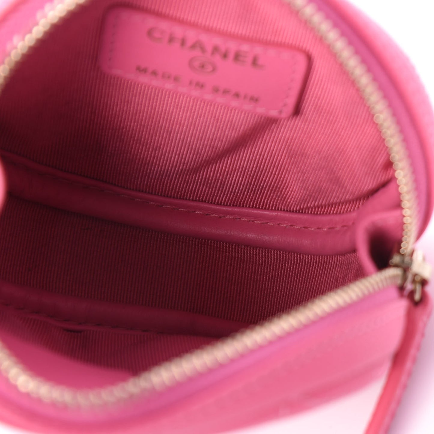 Shiny Caviar Quilted Zip Around Classic Coin Purse Pink