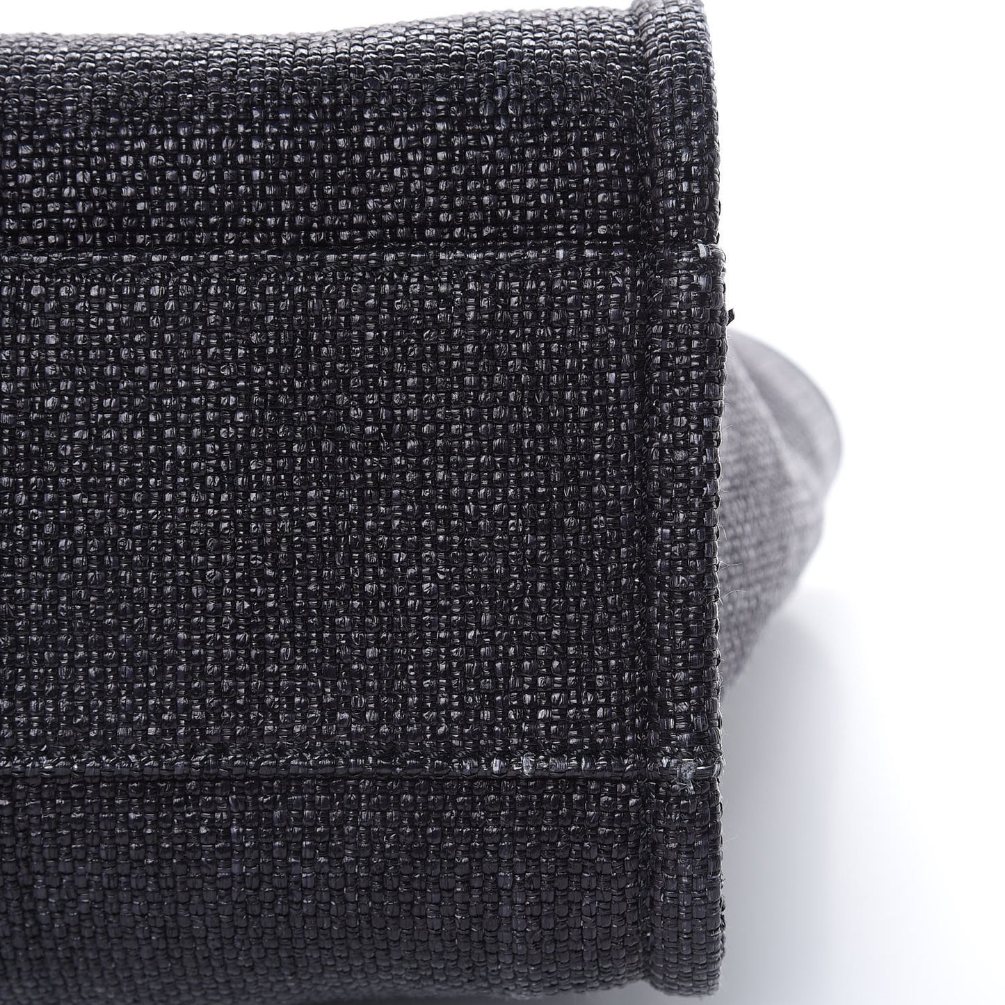 Woven Straw Raffia Small Deauville Tote Black