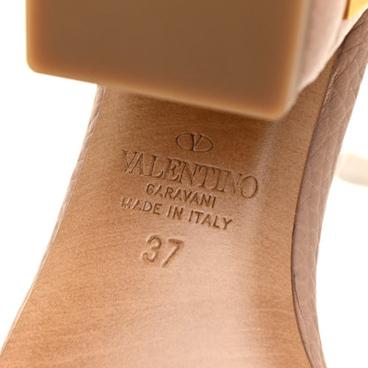 Valentino Garavani Grained Calfskin Roman Stud Ankle Strap 75mm Sandals 37 Rose Cannelle 10 of 11