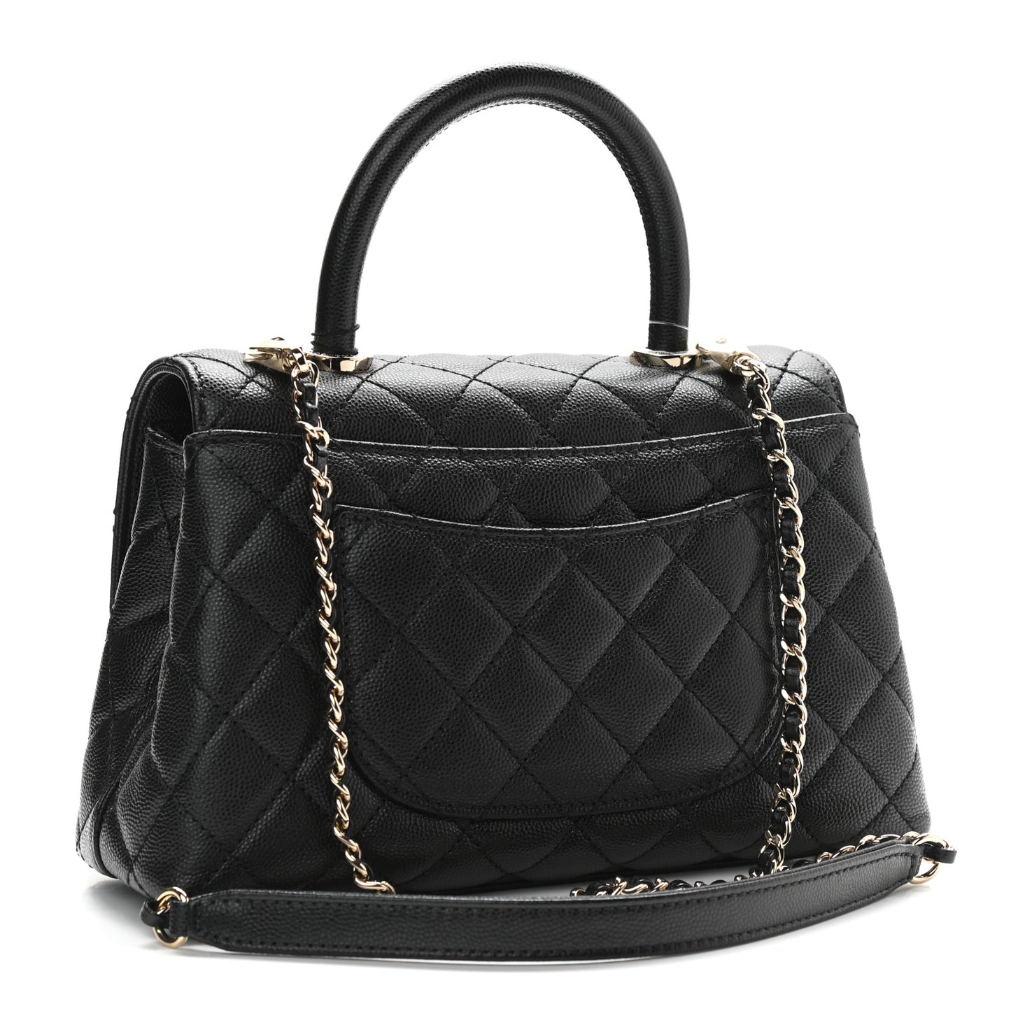 Caviar Quilted Mini Coco Handle Flap Black