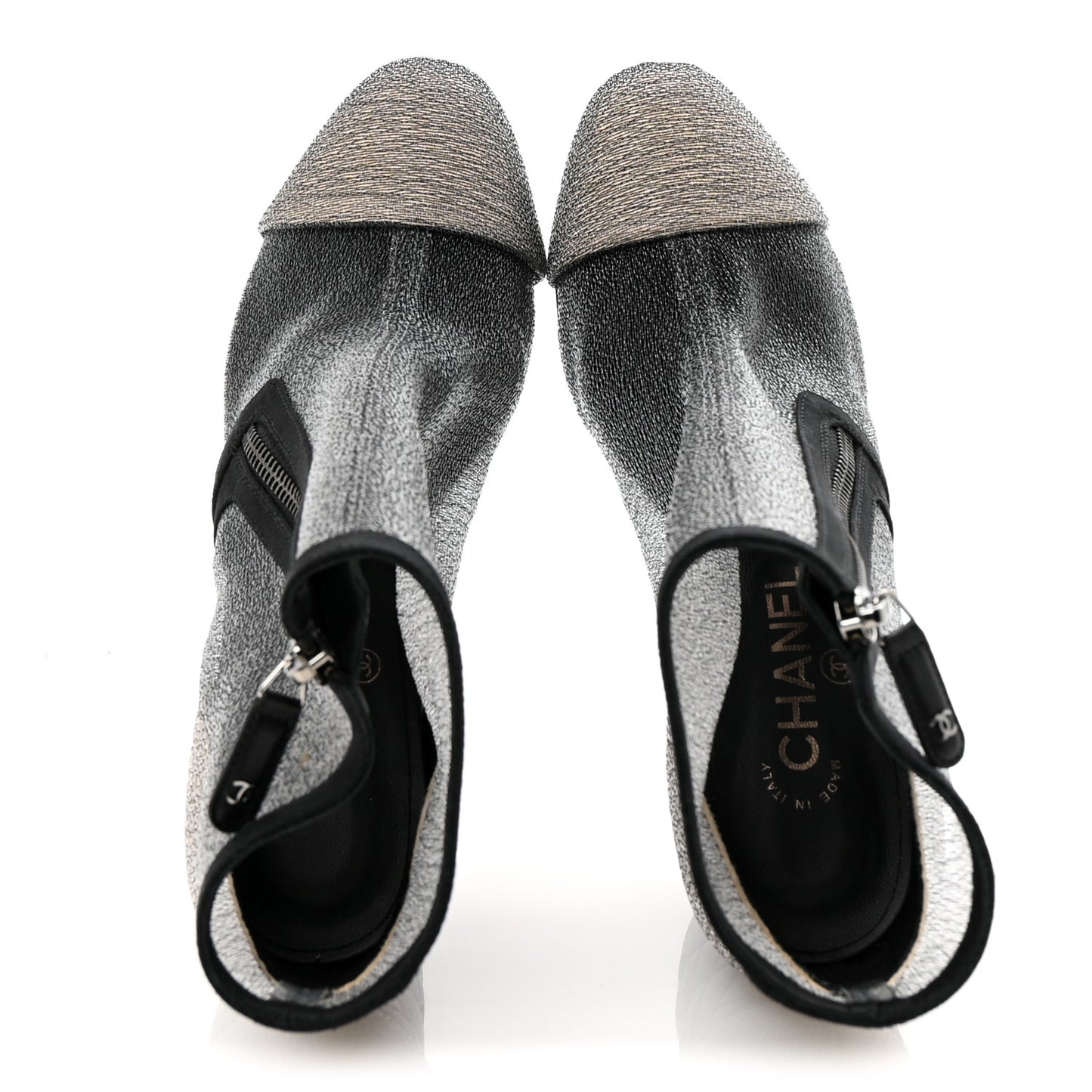 Mesh Grosgrain Cap Toe Short Boots 38 Grey Black