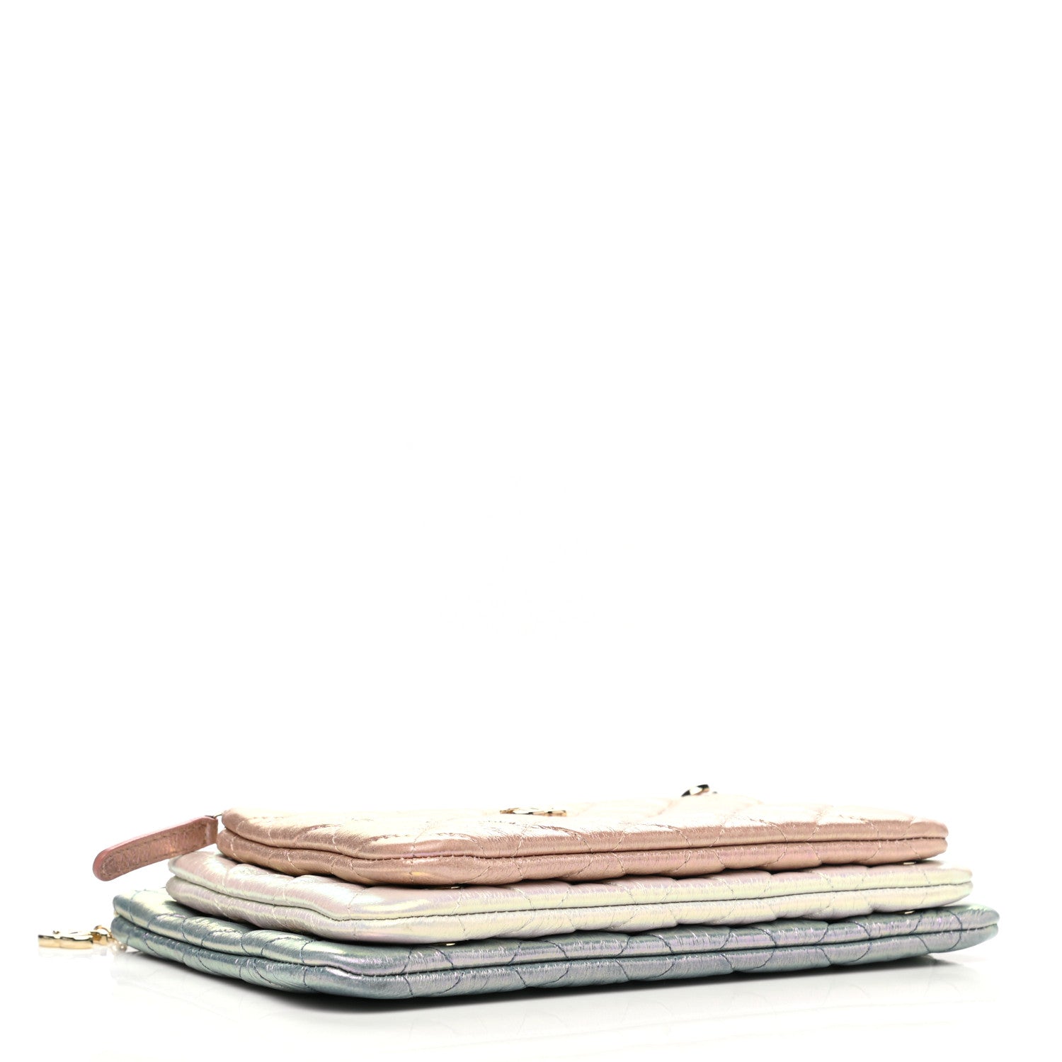 Chanel Iridescent Crumpled Calfskin Trio Cosmetic Case Blue Pink Ivory 5 of 11