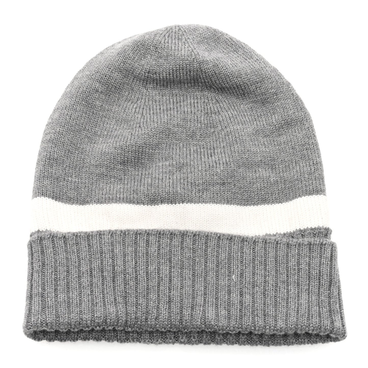 Wool Tricot Knit New Port Beanie Hat M Graphite Ivory
