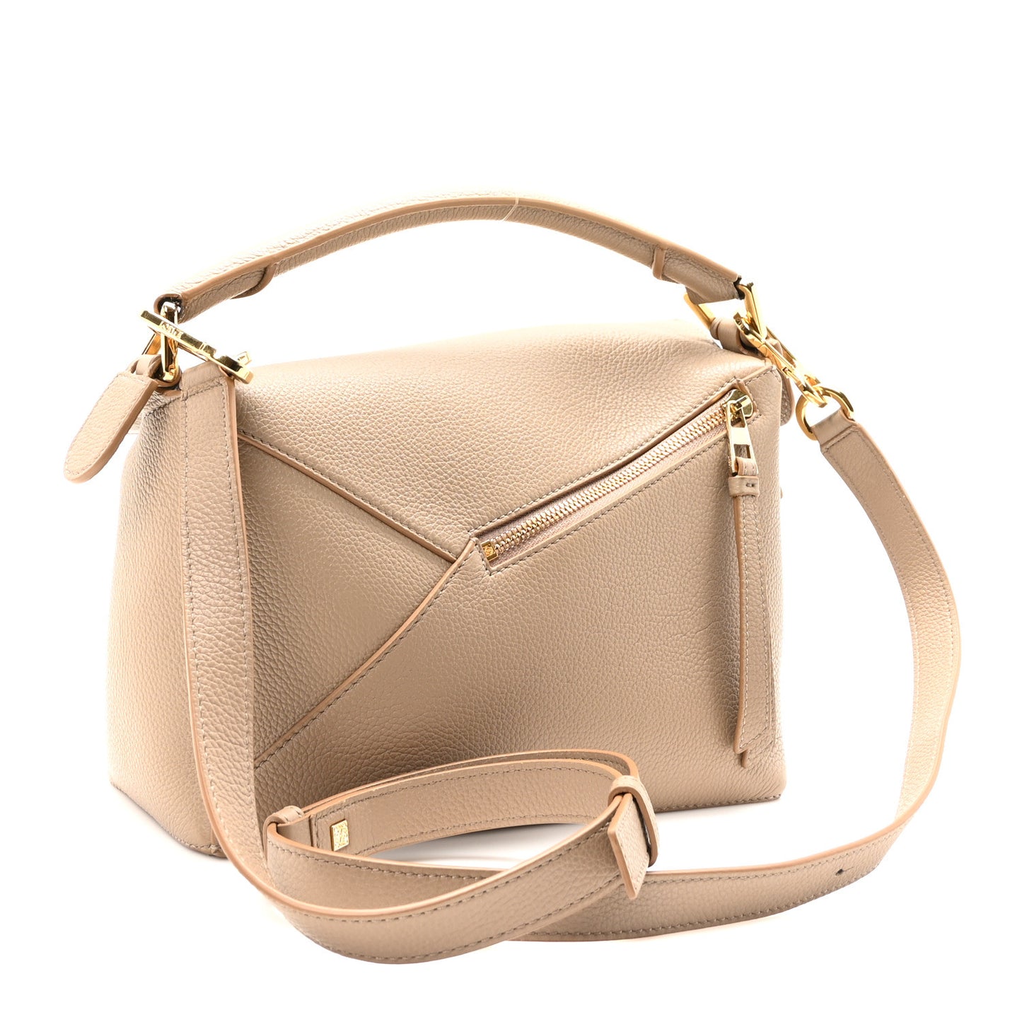 Grained Calfskin Small Puzzle Edge Bag Sand