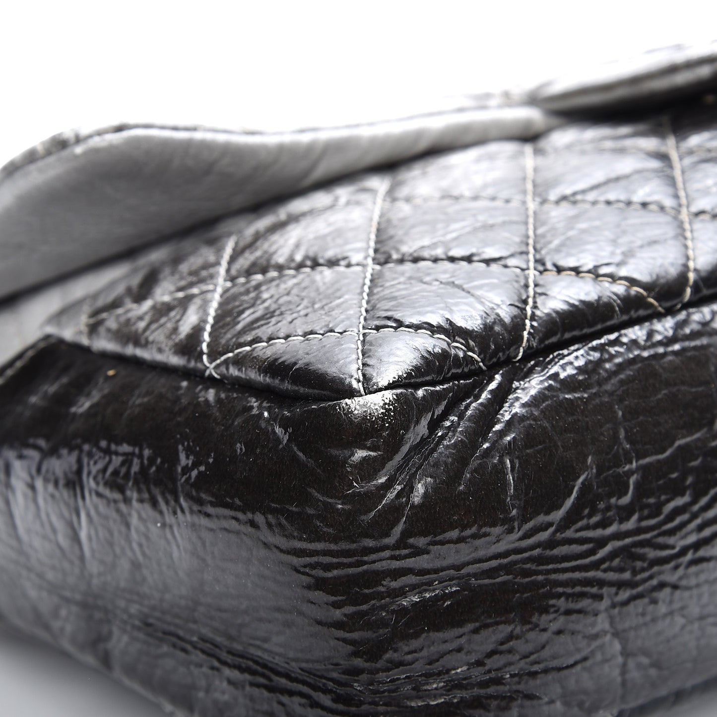 Vinyl Quilted Jumbo Melrose Degrade Flap Black