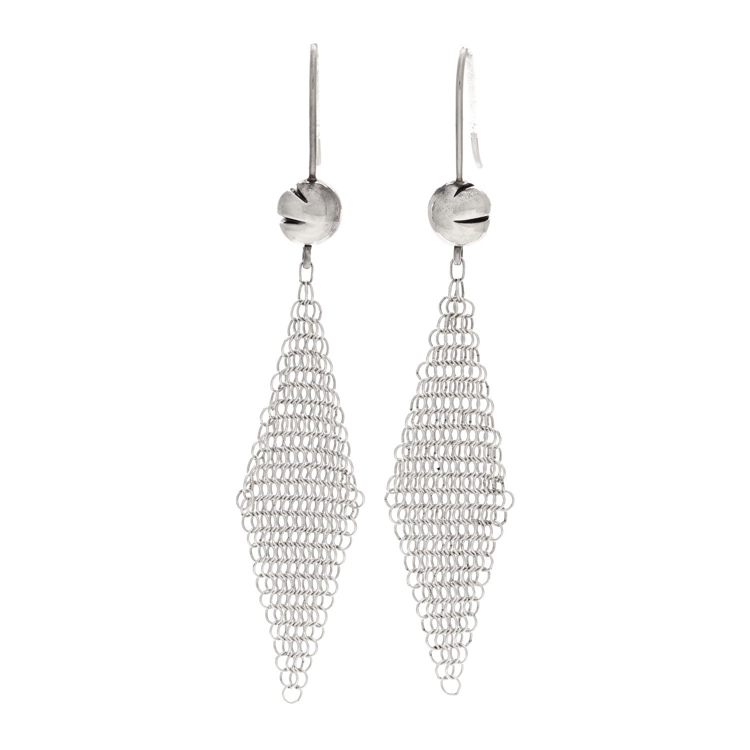 Tiffany Sterling Silver Small Elsa Peretti Mesh Earrings 1 of 4