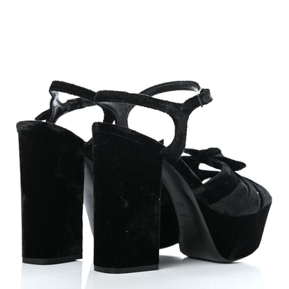 Saint Laurent Crushed Velvet Farrah Platform Sandals 36.5 Black 4 of 11