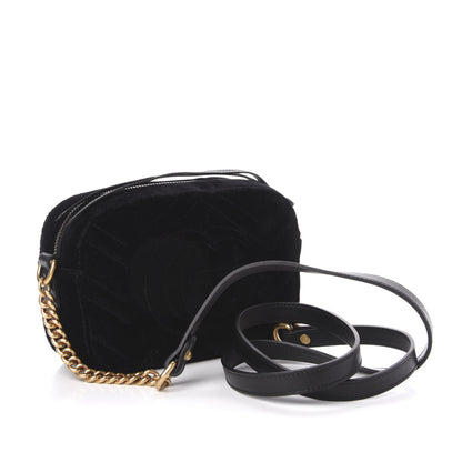 Gucci Velvet Matelasse Marquise Crystals Mini GG Marmont Chain Shoulder Bag Black 3 of 11
