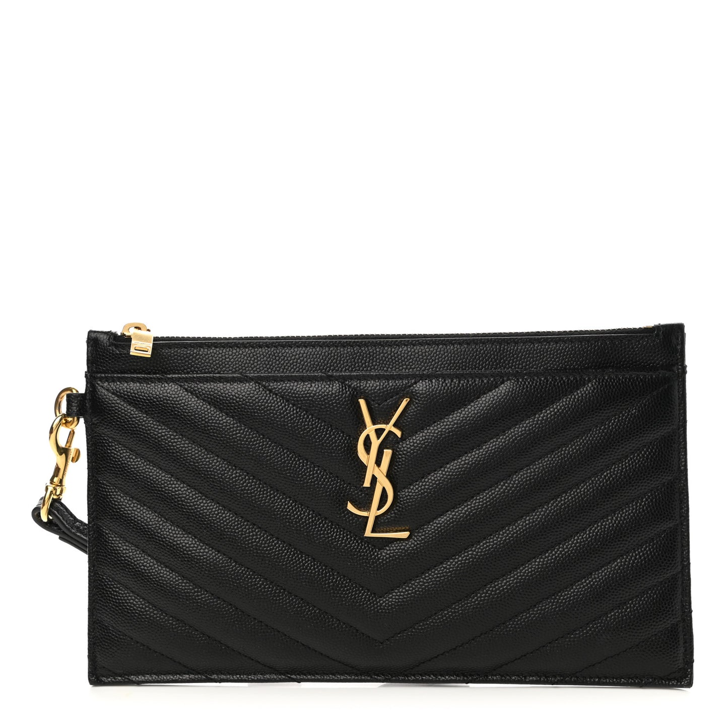 Grain De Poudre Chevron Monogram Large Bill Pouch Black