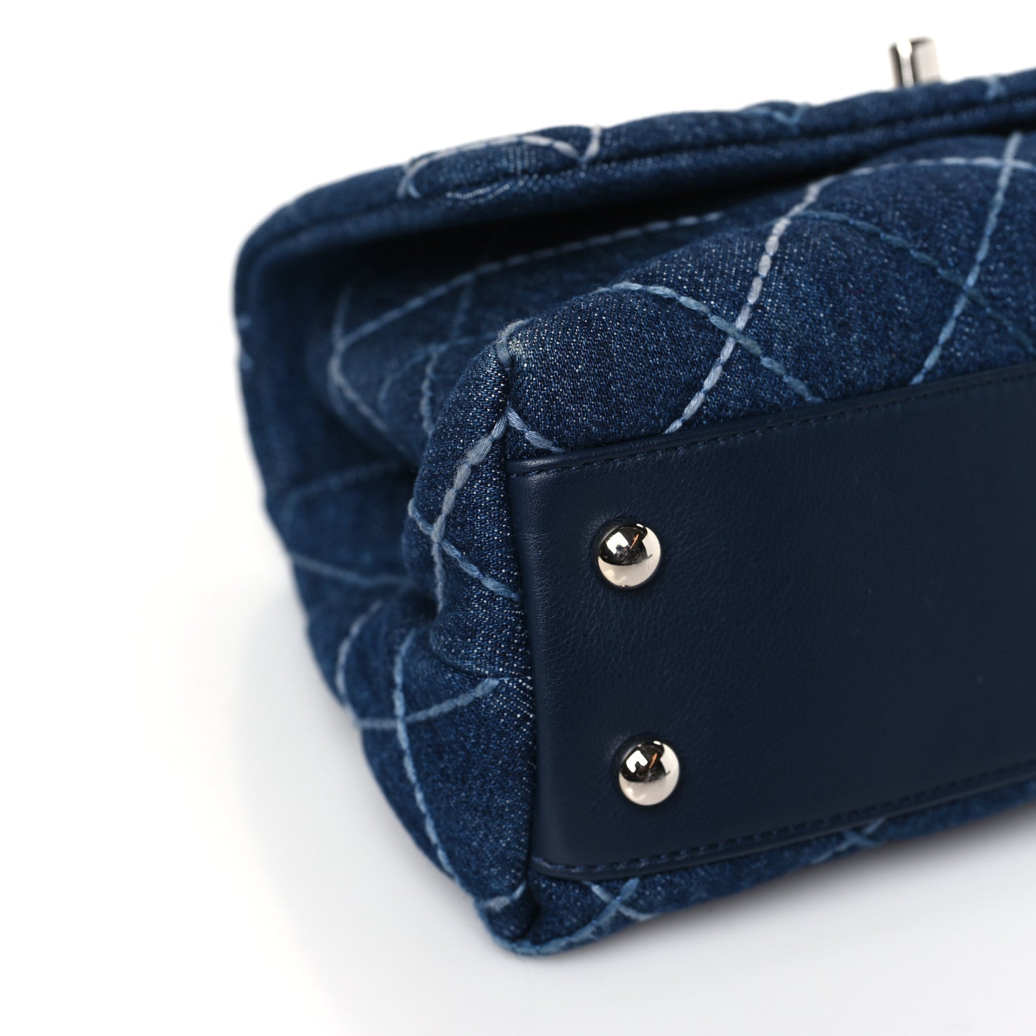 Chanel Denim Quilted Mini Coco Handle Flap Blue 8 of 9