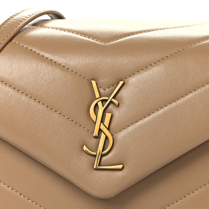 Saint Laurent Calfskin Y Quilted Monogram Toy Loulou Crossbody Bag Dark Beige 8 of 10