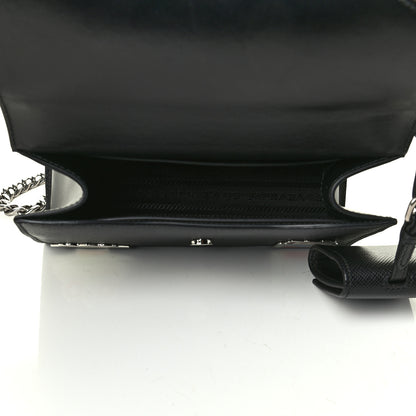 Prada Saffiano Cuir Calfskin Monochrome Robot Patches Envelope Flap Chain Shoulder Bag Black 4 of 4