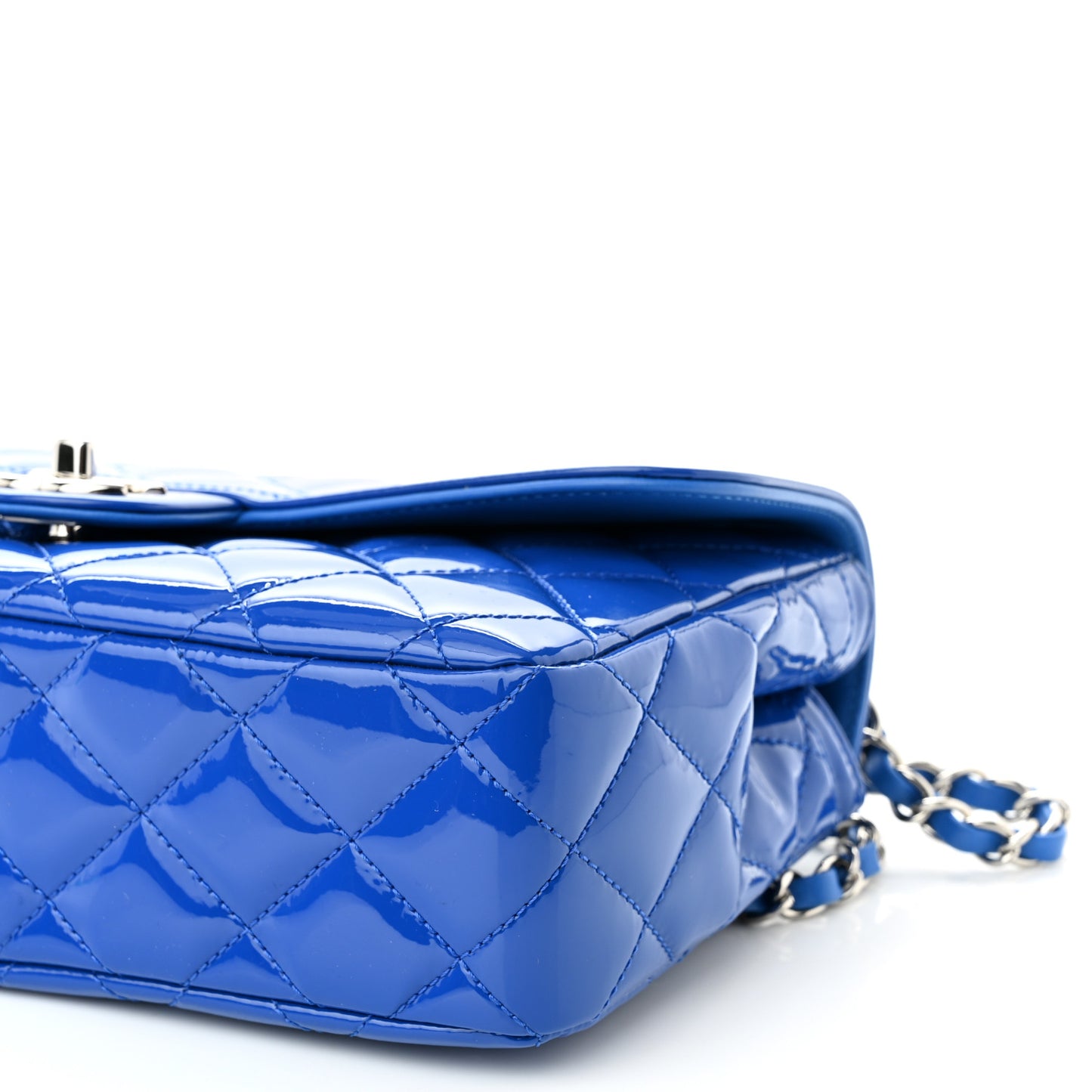 Patent Quilted Large Coco Shine Flap Blue