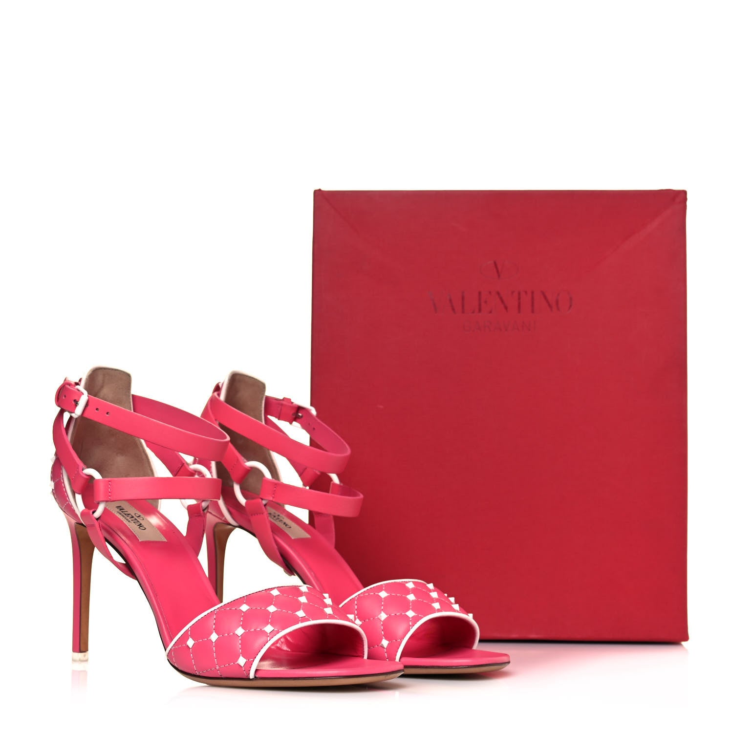 Valentino Garavani Nappa Free Rockstud Spike 90mm Ankle Strap Sandals 40 Shadow Pink Optic White 10 of 10