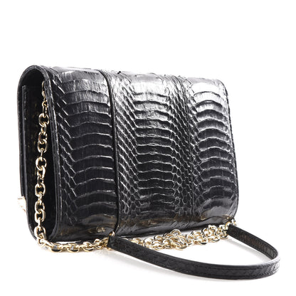 Judith Leiber Elaphe Crystal Serpent Clutch Champagne Black 2 of 8