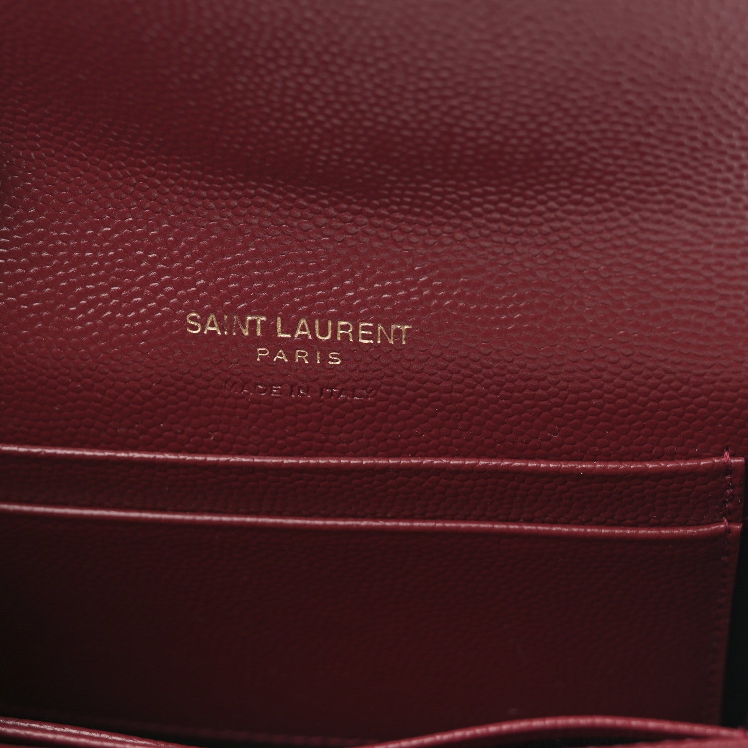 Saint Laurent Grain De Poudre Matelasse Chevron Small Monogram Envelope Wallet Rouge Eros 6 of 8