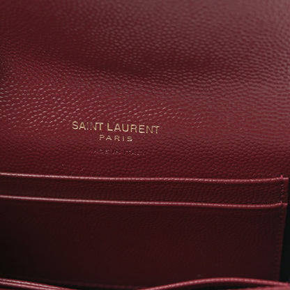 Saint Laurent Grain De Poudre Matelasse Chevron Small Monogram Envelope Wallet Rouge Eros 6 of 8