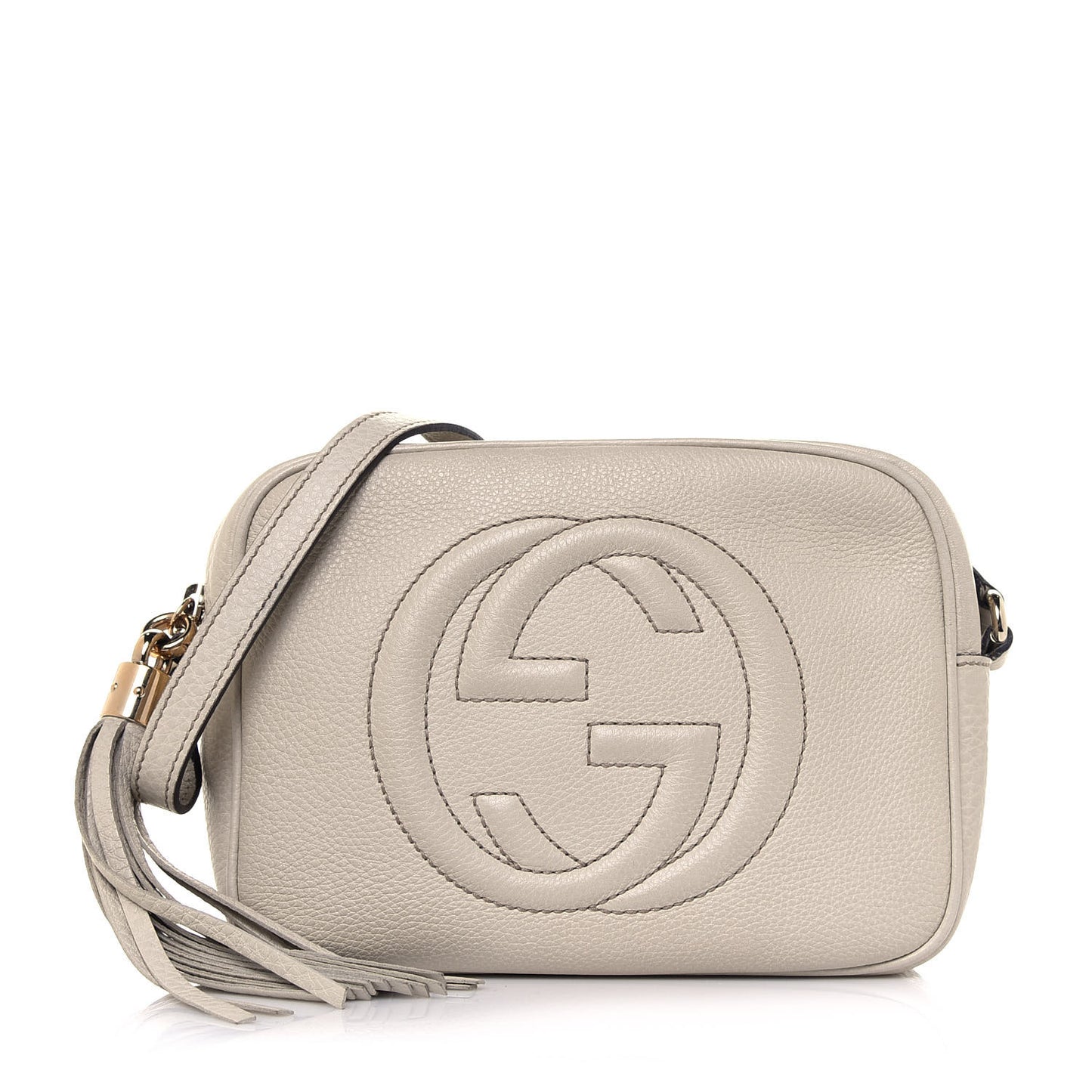 Pebbled Calfskin Small Soho Disco Bag Off White