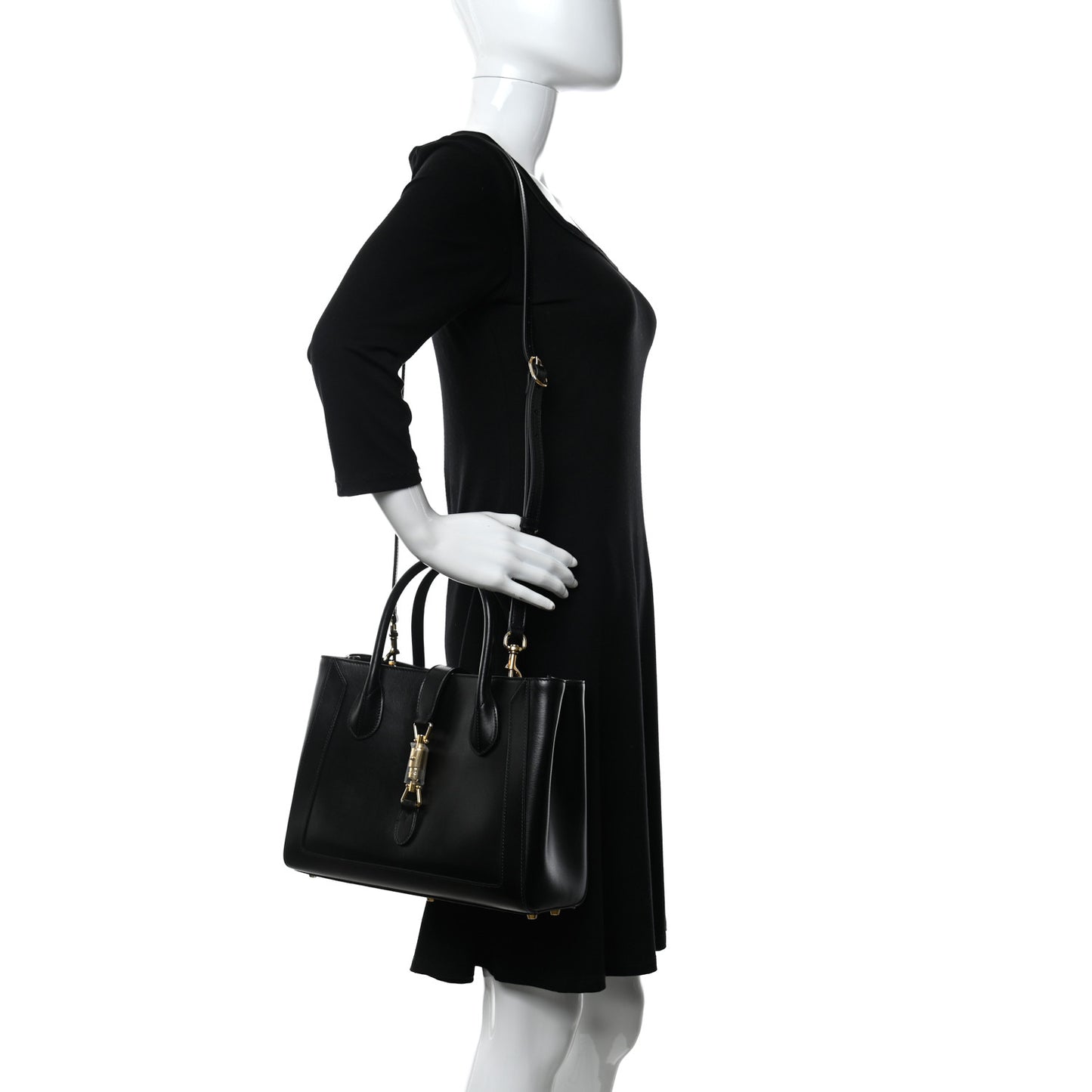 Boarded Plutone Calfskin Medium Jackie 1961 Tote Black