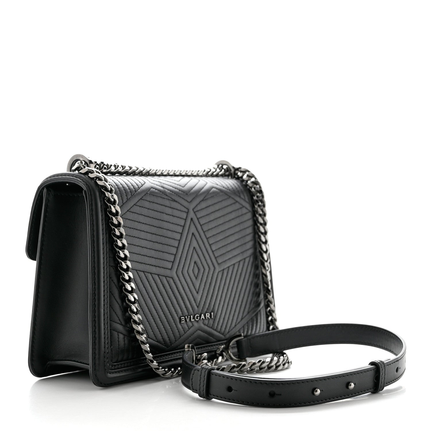 Bulgari Quilted Nappa Smooth Calfskin Serpenti Forever Diamond Blast Shoulder Bag Black 4 of 10