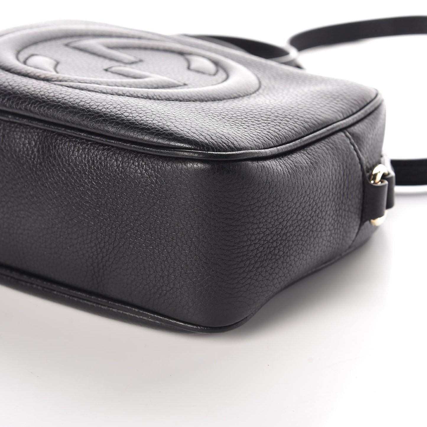 Pebbled Calfskin Small Soho Disco Bag Black