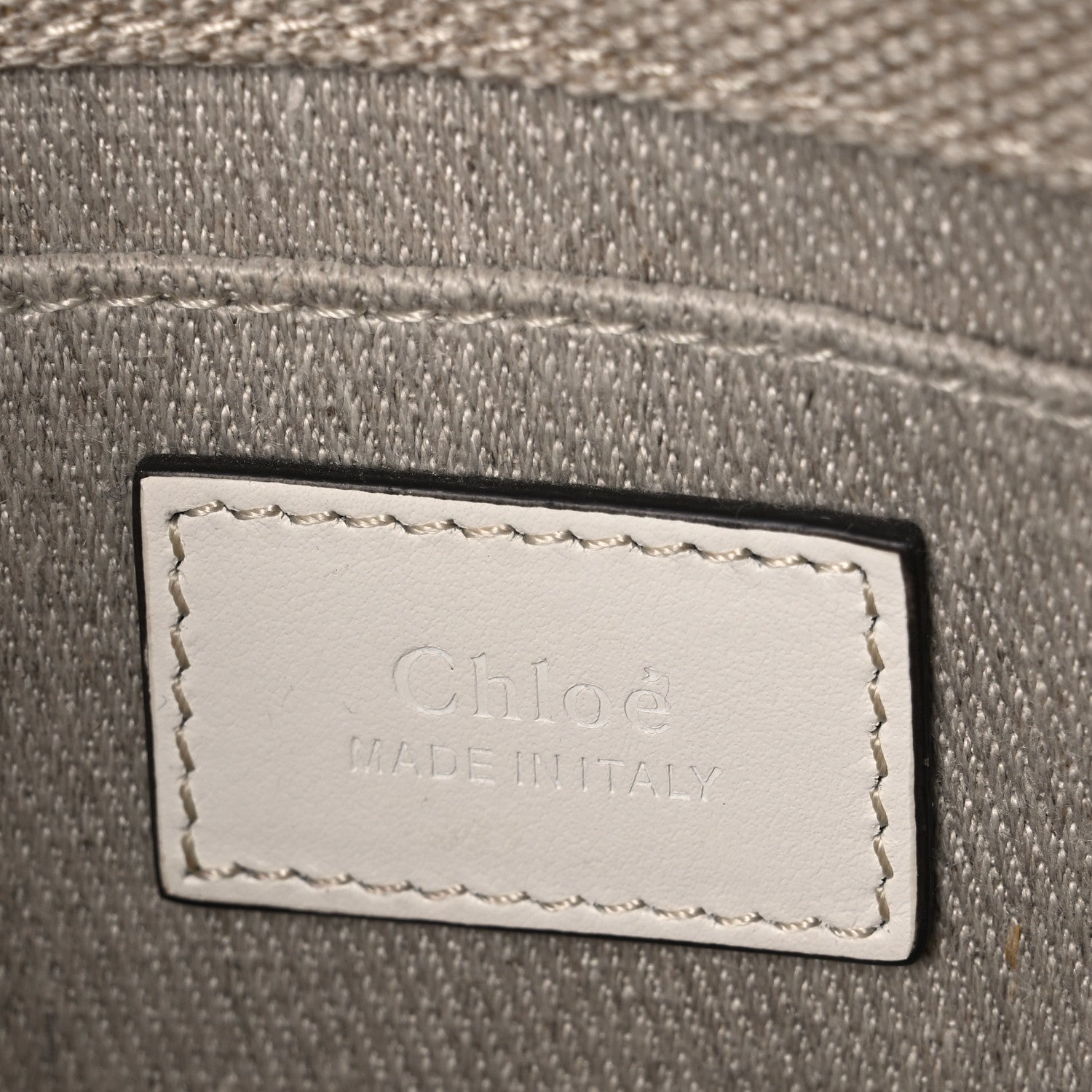 Chloe Cotton Calfskin Mini Woody Ribbon Tote White Light Brown 5 of 9