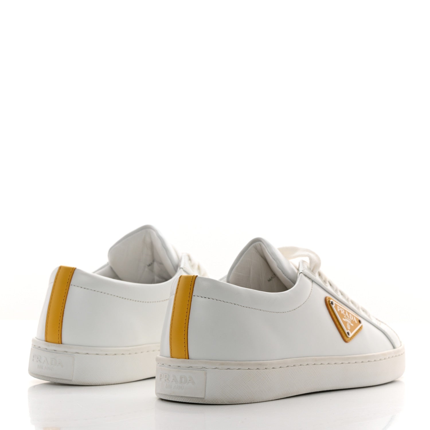 Prada Spazzolato Rois Metal Triangle Logo 25mm Sneakers 35.5 White Soleil 4 of 9