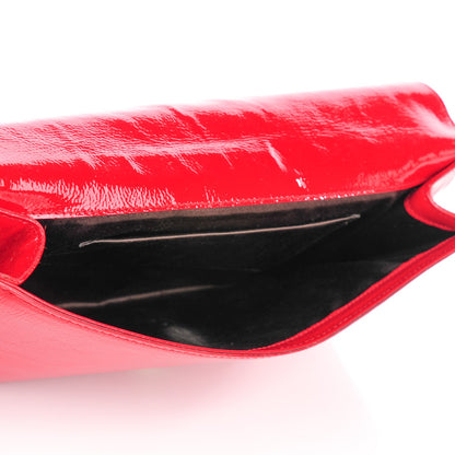 Saint Laurent Textured Patent Monogram Large Belle De Jour Clutch Red 5 of 9