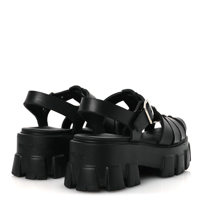 Prada Foam Rubber Triangle Logo Monolith 55mm Cage Sandals 36 Black 5 of 15