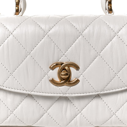 Chanel Crumpled Lambskin Quilted Mini CC Links Top Handle Flap White 8 of 11