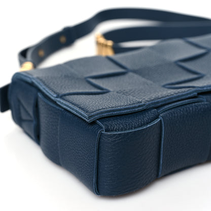 Bottega Veneta Grained Calfskin Maxi Intrecciato Cassette Crossbody Bag Deep Blue 9 of 11