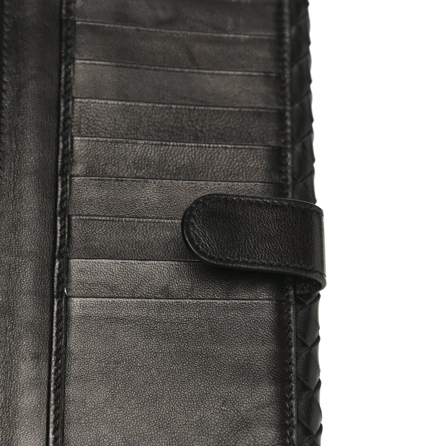 Nappa Intrecciato Embroidered Lace Continental Flap Wallet Black