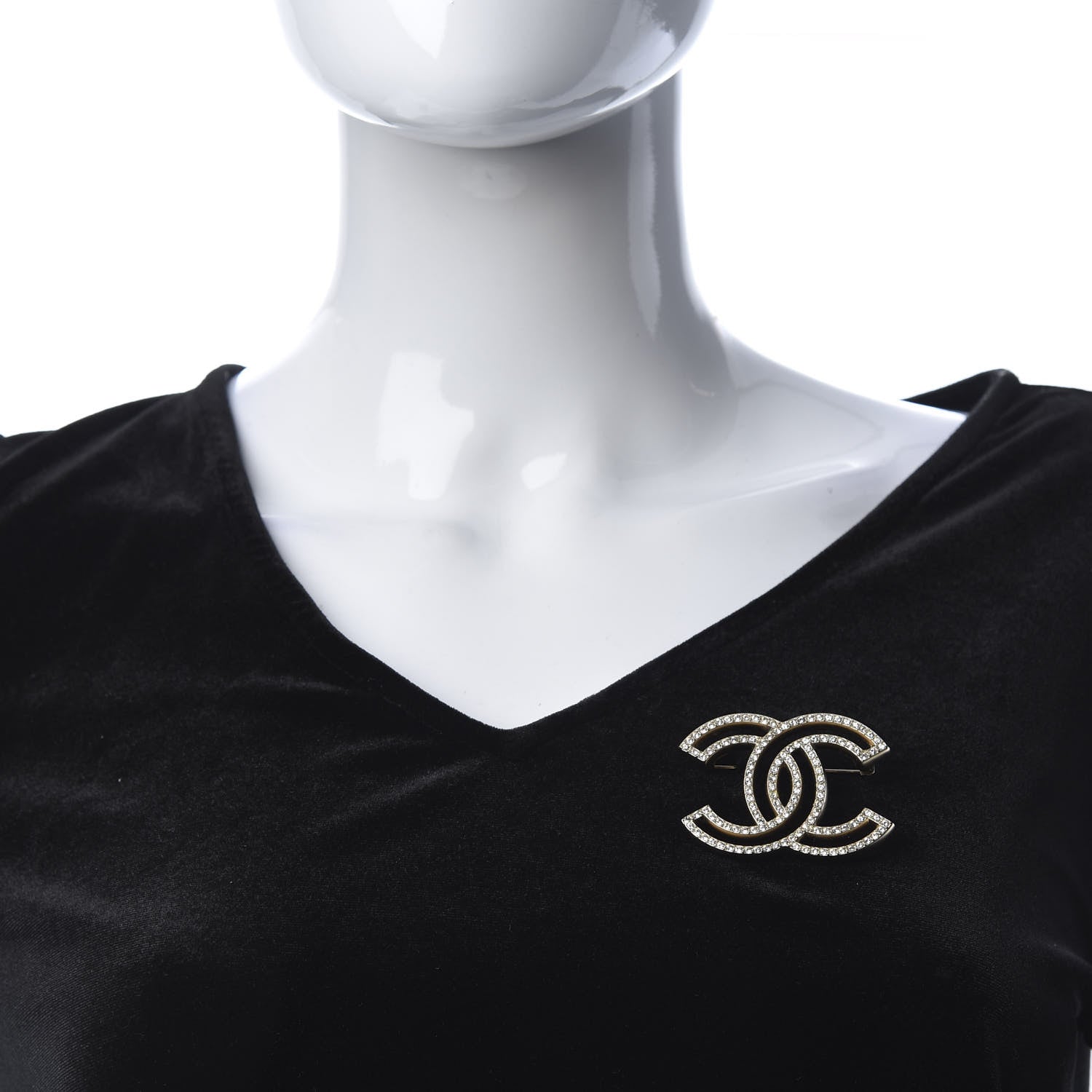 Chanel Crystal CC Brooch Gold 2 of 5