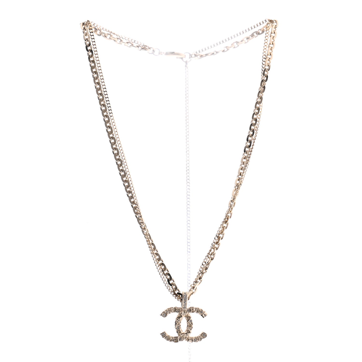 Chanel Crystal CC Multi Strand Chain Necklace Gold 3 of 6