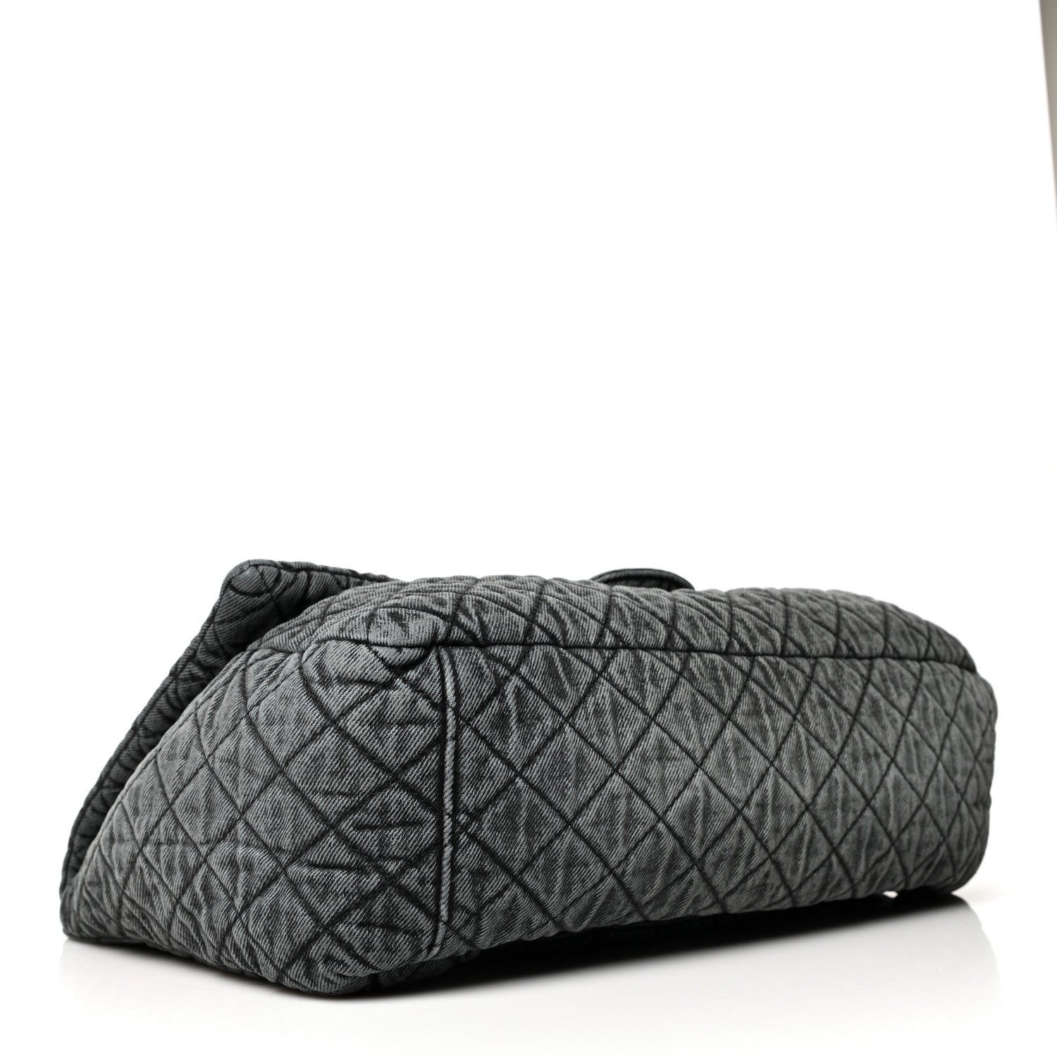 Chanel Denim Quilted Denimpression XXL Flap Grey Black 3 of 10