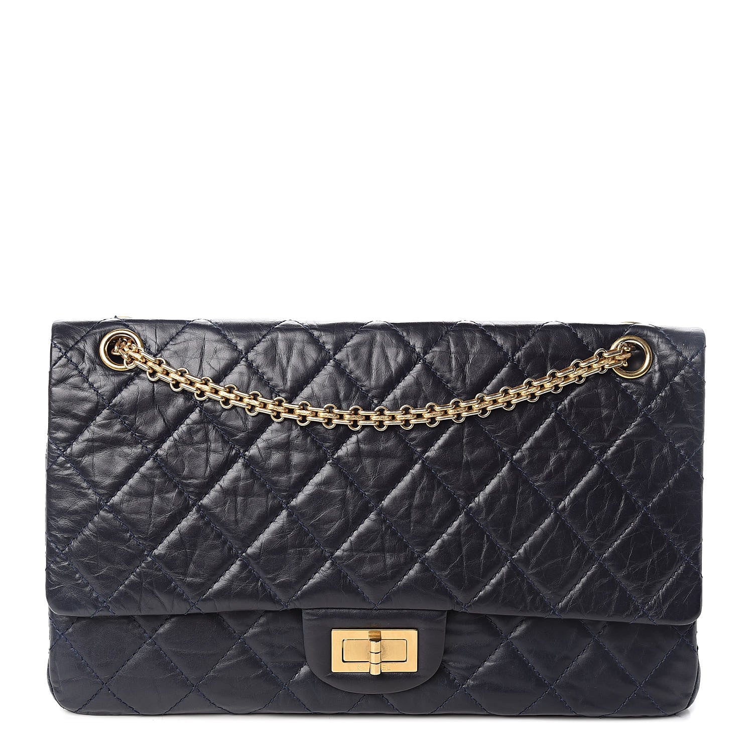 Chanel Aged Calfskin Quilted 2.55 Reissue 227 Flap Navy Blue 1 of 10